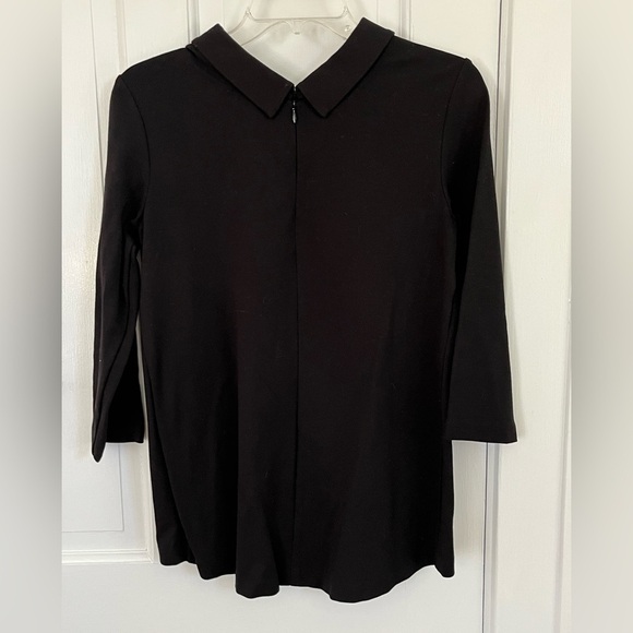 J. McLaughlin Catalina Cloth Black Ponte Collared 3/4 Sleeve Knit Top Small - Picture 4 of 11